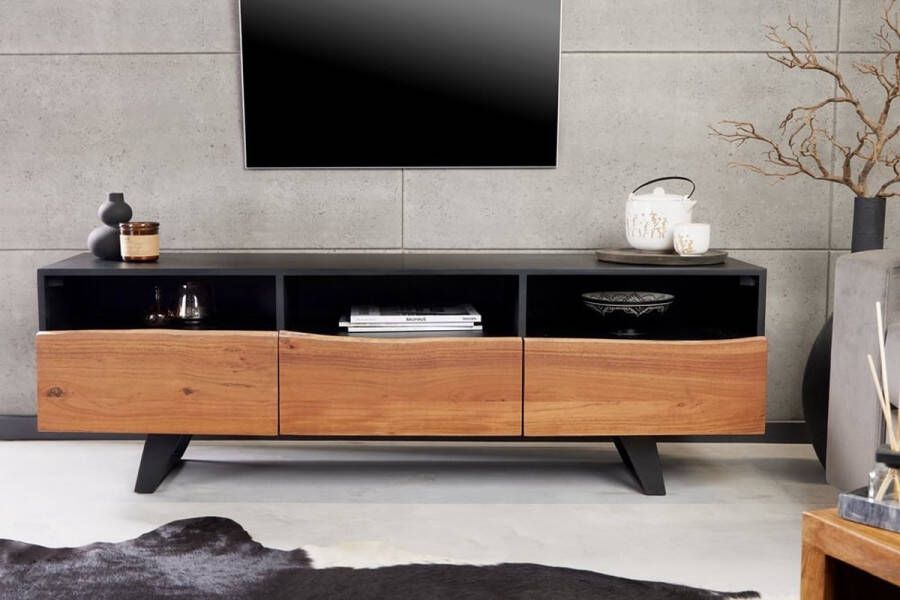 Invicta Interior Industrieel design tv-meubel ORGANIC ARTWORK 140 cm massief acaciahout ijzeren frame 43305 - Foto 2