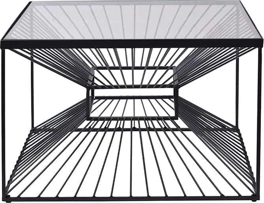 Invicta Interior Abstracte salontafel ILLUSION 60cm zwart metaal glas handgemaakt modern design 43502