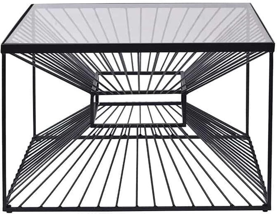 Invicta Interior Abstracte salontafel ILLUSION 60cm zwart metaal glas handgemaakt modern design 43502