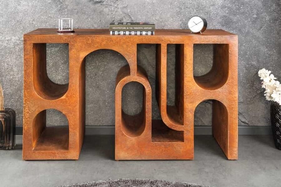 Invicta Interior Abstracte wandtafel ART AMBIENTE 120cm koper RVS look beton rondboog design 44309 - Foto 2