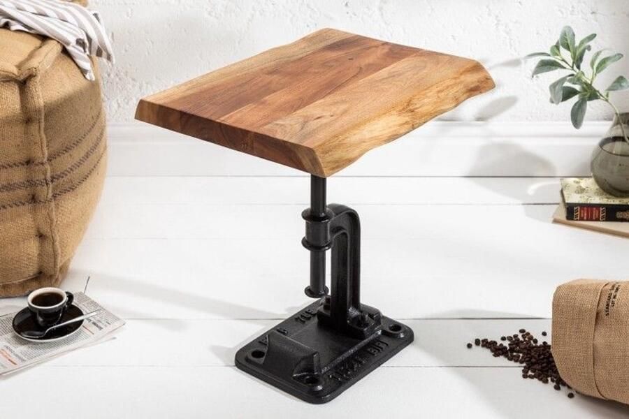 Invicta Interior Authentieke bijzettafel FACTORY 43cm massief acaciahout industrieel design 39291