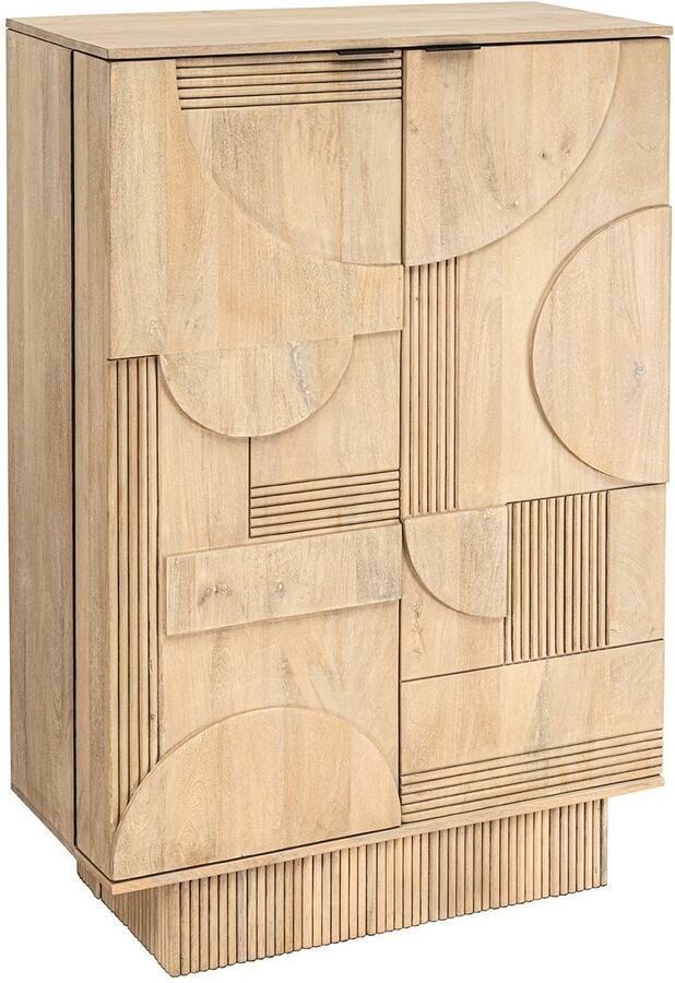 Invicta Interior Design barkast ART DECO 140 cm wit gelimineerd mangohout 3D front 44088