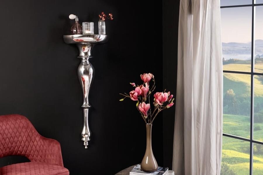 Invicta Interior Barokke wandconsole SCALA 80cm zilver aluminium wandplank 35729 - Foto 2