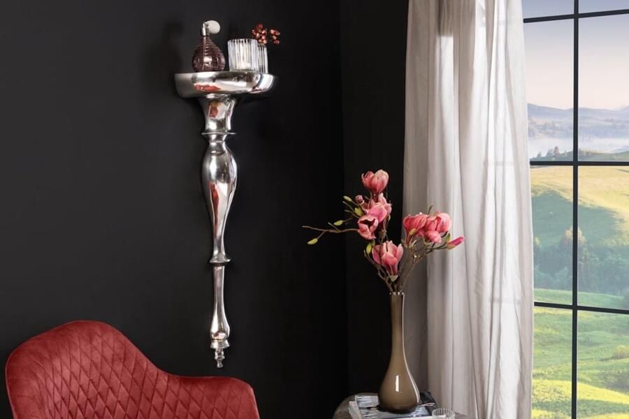 Invicta Interior Barokke wandconsole SCALA 80cm zilver aluminium wandplank 35729