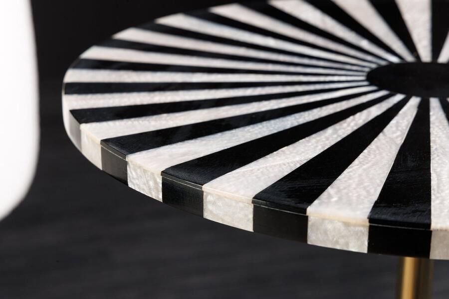 Invicta Interior Been Inleg Bijzettafel HARMONY NATURE 55cm Zwart Wit Ingelegd Arts & Crafts 44856 - Foto 2