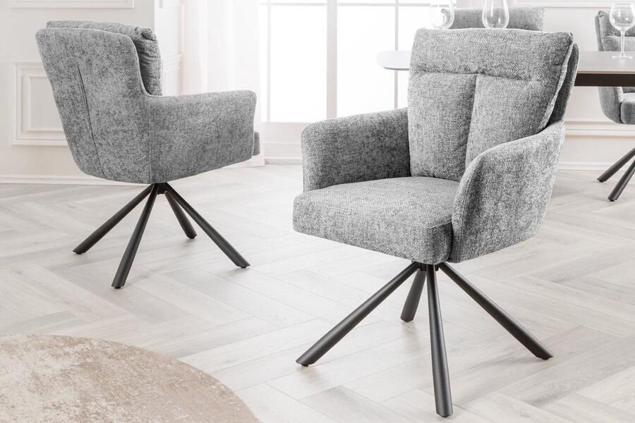 Invicta Interior Bureaustoel BIG GEORGE grijs structuurstof met armleuning metaal zwart 44439 - Foto 2