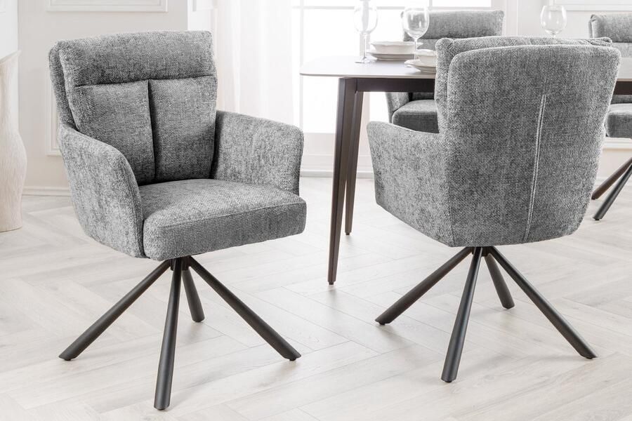 Invicta Interior Bureaustoel BIG GEORGE grijs structuurstof met armleuning metaal zwart 44439