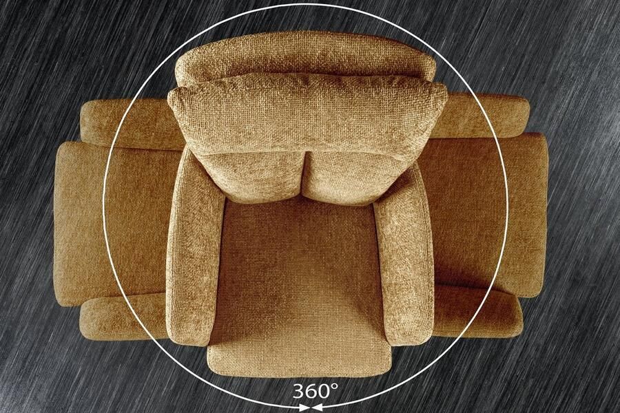 Invicta Interior Bureaustoel BIG GEORGE mosterdgeel structuurstof met armleuning metaal zwart 44437 - Foto 2