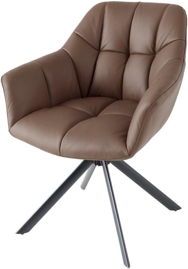 Invicta Interior Draaistoel PAPILLON draaibaar 180 graden met armleuningen Leather bruin zwart 44595