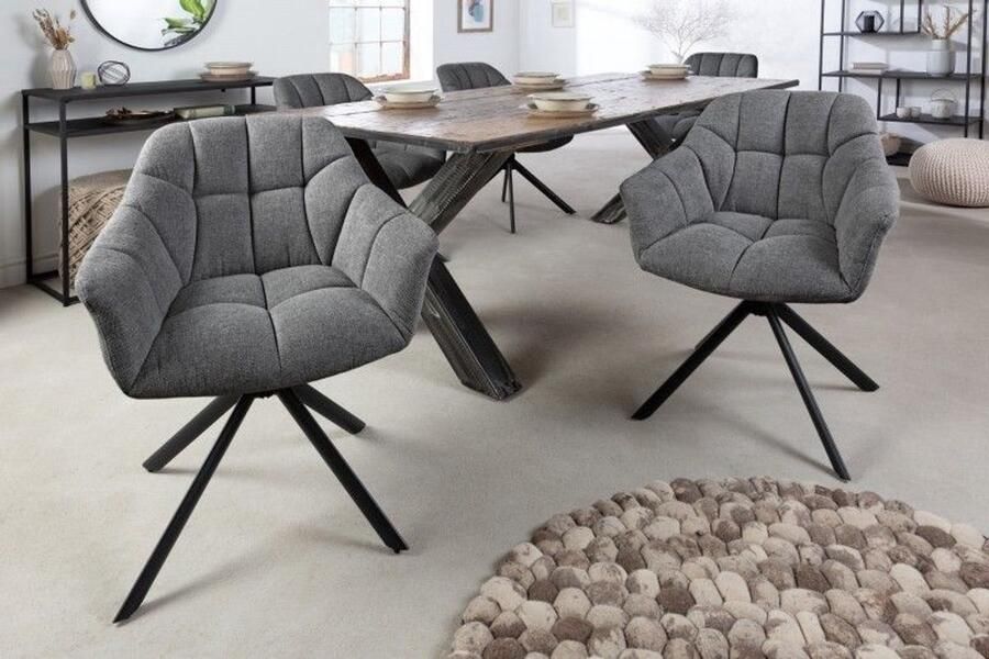 Invicta Interior Bureaustoel PAPILLON donkergrijs decoratief gewatteerd zwart frame 41588 - Foto 2