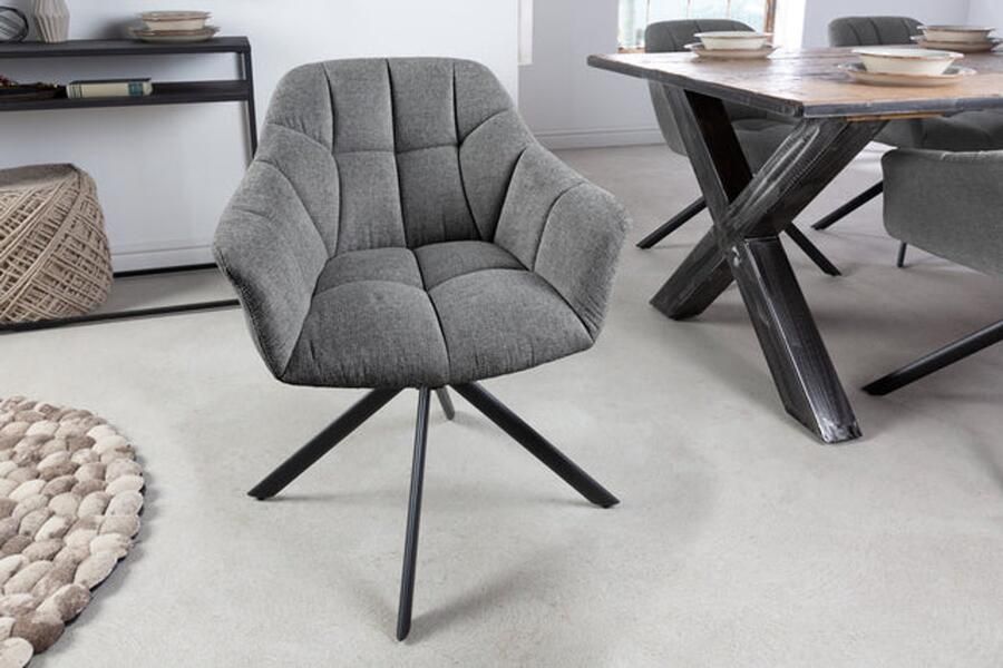 Invicta Interior Bureaustoel PAPILLON donkergrijs decoratief gewatteerd zwart frame 41588