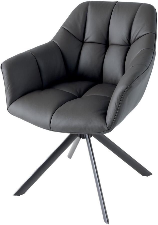 Invicta Interior Draaistoel PAPILLON draaibaar 180 graden met armleuningen leather zwart 44594