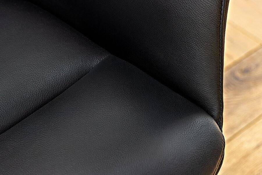 Invicta Interior Bureaustoel PAPILLON zwart echt leer zwart metalen frame met armleuning 45184 - Foto 2