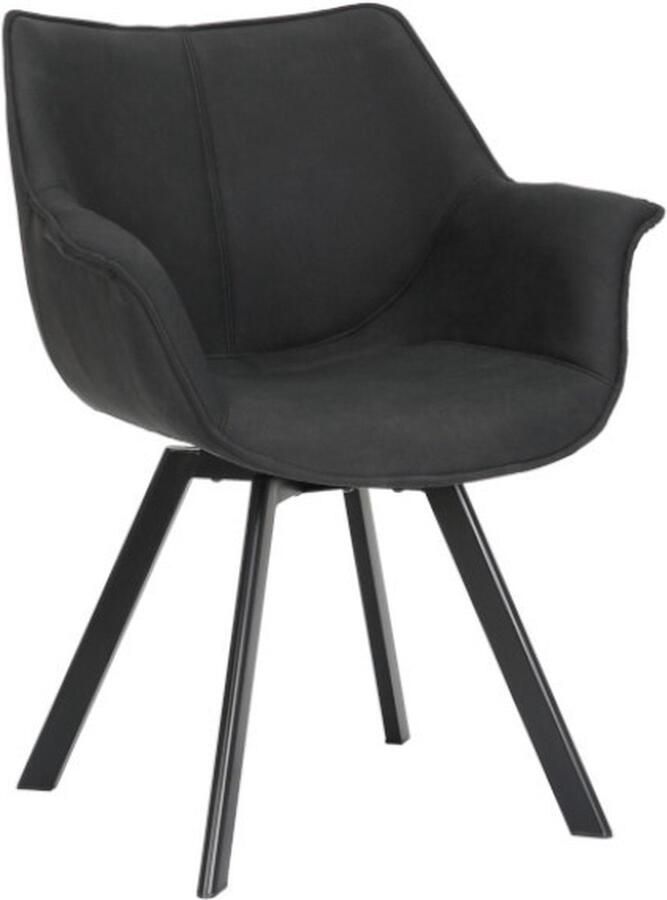 Invicta Interior Bureaustoel THE DUTCH RETRO antiek grijze microvezel met armleuningen Modern Design 44068 - Foto 2