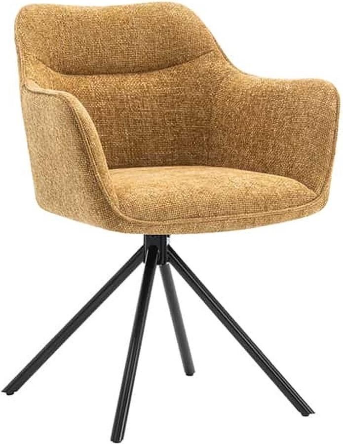 Invicta Interior Bureaustoel VERONA mosterdgeel structuurstof met armleuning metalen poten zwart 44159 - Foto 2