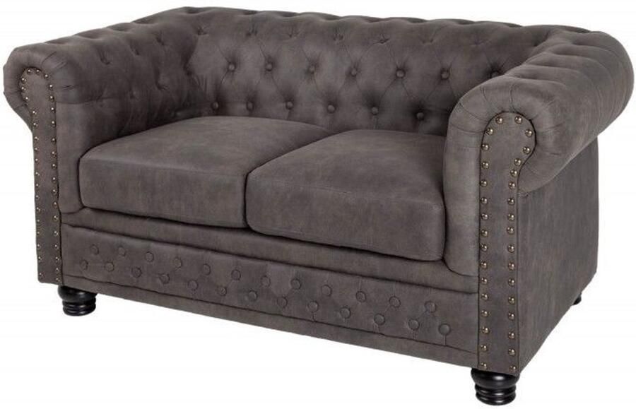 Invicta Interior Chesterfield 2-zitsbank 150cm vintage grijs taupe met knoopstiksel en veerkern 40518 - Foto 3