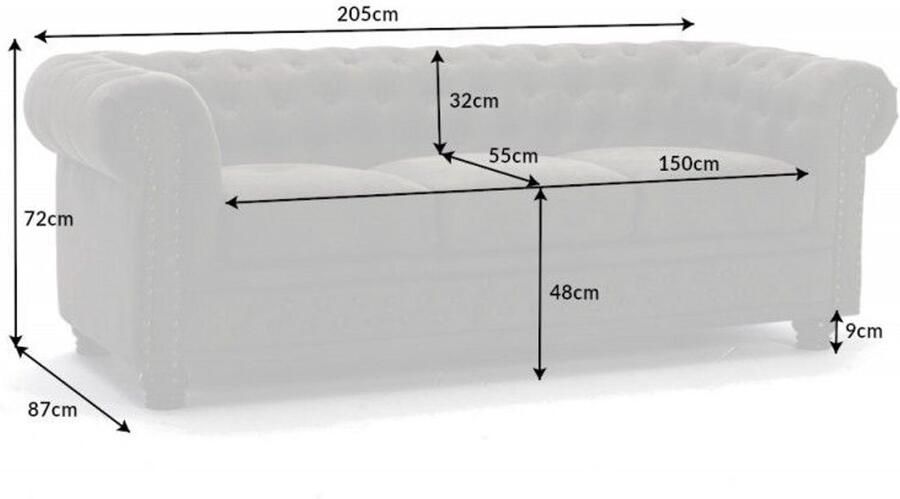 Invicta Interior Chesterfield 3-zitsbank 205cm vintage grijs taupe 3-zits met knoopstiksel en veerkern 40517 - Foto 3