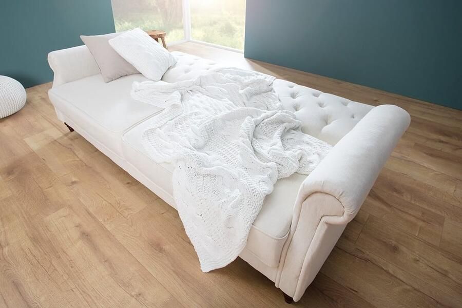 Invicta Interior Chesterfield 3-zitsbank MAISON BELLE AFFAIRE 220cm natuurlijke structuurstof met slaapfunctie 41498