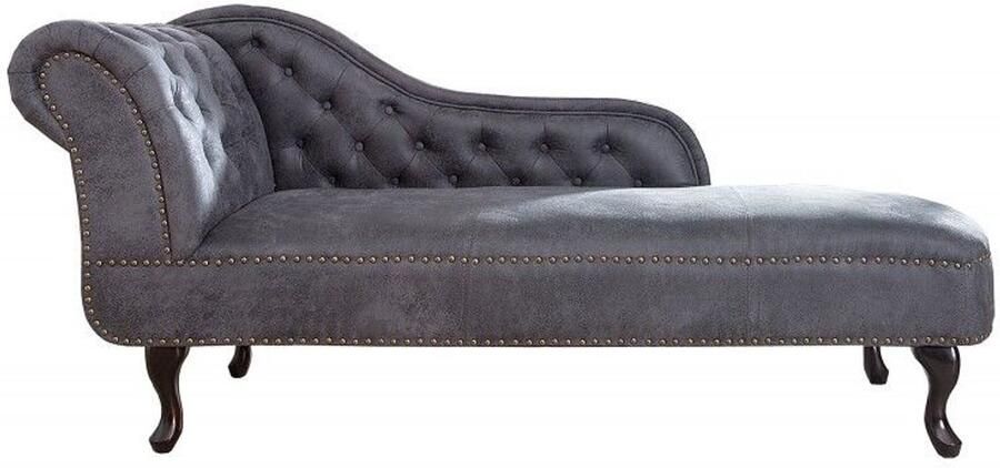 Invicta Interior Chesterfield chaise longue Royalty 170cm antiekgrijs met knoopstiksel en klinknagels - Foto 3