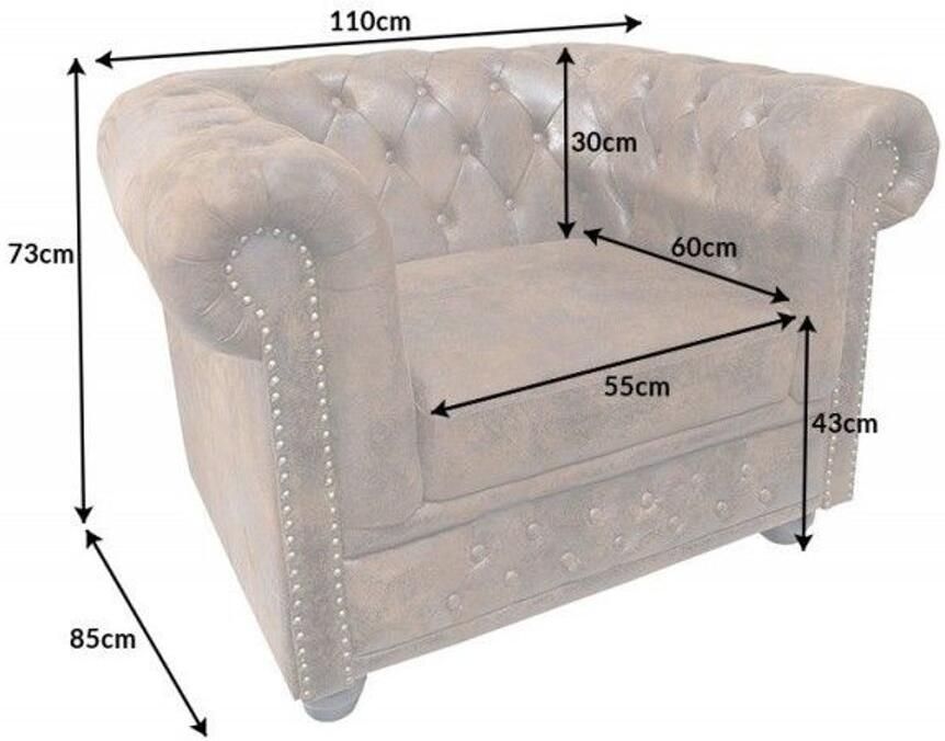 Invicta Interior Chesterfield fauteuil Royalty 110cm antiekbruin met knoopstiksel en veerkern - Foto 2
