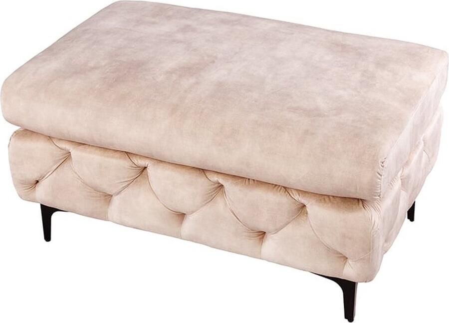 Invicta Interior Chesterfield kruk MODERN BAROK 92cm champagne fluwelen voetenbank 42642