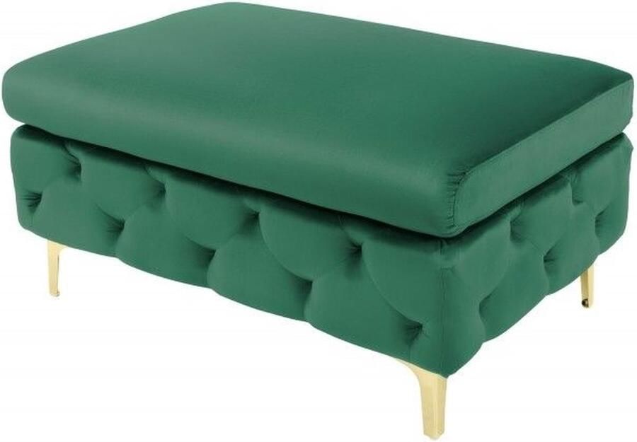 Invicta Interior Chesterfield kruk MODERN BAROK 92cm smaragdgroen fluwelen voetenbank 39611