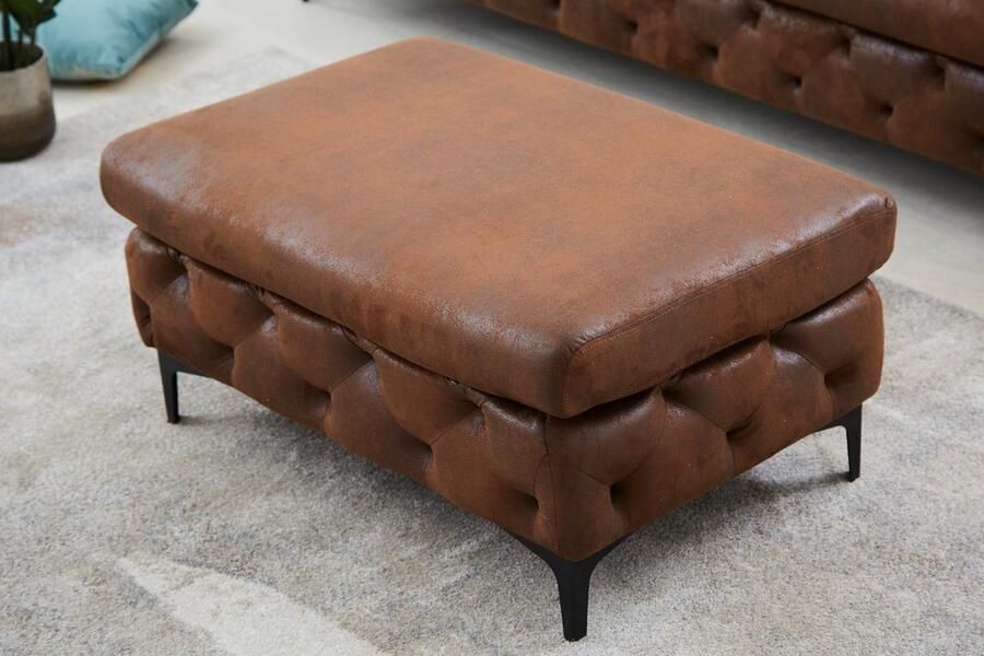 Invicta Interior Chesterfield Ottoman MODERN BAROK 90cm antiek bruin voetenbankje 44403