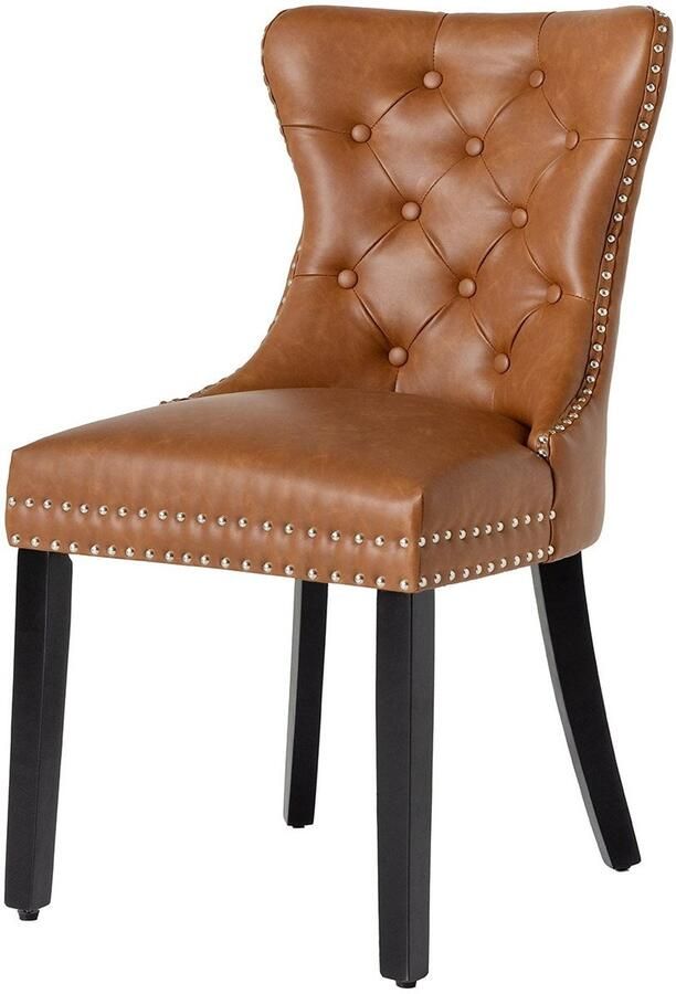 Invicta Interior Chesterfield Stoel CASTLE Bruin Kunstleer Zwart Massief Hout met Comfort Handvat 44586 - Foto 3