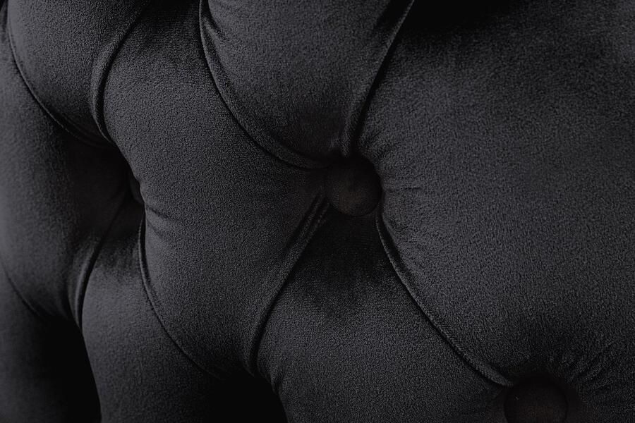 Invicta Interior Chesterfield Stoel CASTLE DELUXE Zwart fluweel met leeuwenkop klinknagels 45733