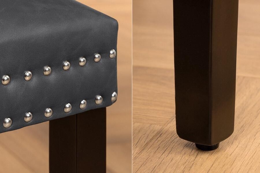 Invicta Interior Chesterfield Stoel CASTLE Zwart Kunstleer Massief Hout met Comfort Handvat 44585