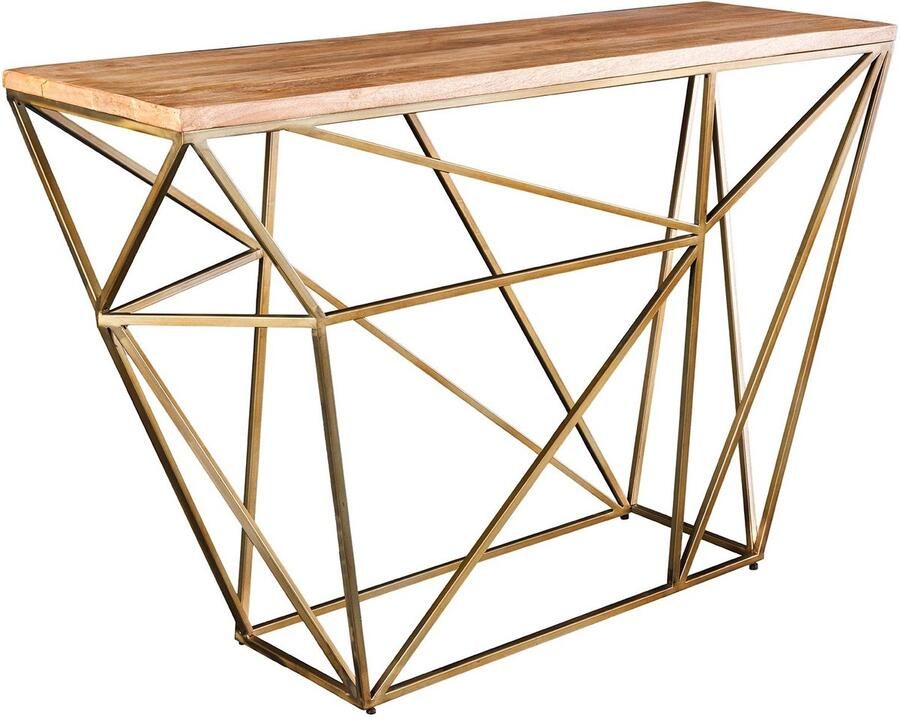 Invicta Interior Abstracte wandtafel DIAMOND 120 cm naturel messing mango hout metalen frame 43952