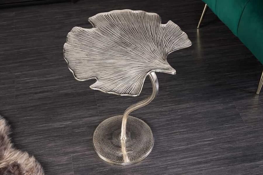 Invicta Interior Decoratieve bijzettafel Aurora Elegance LEAF 45cm zilver handgemaakt metaal