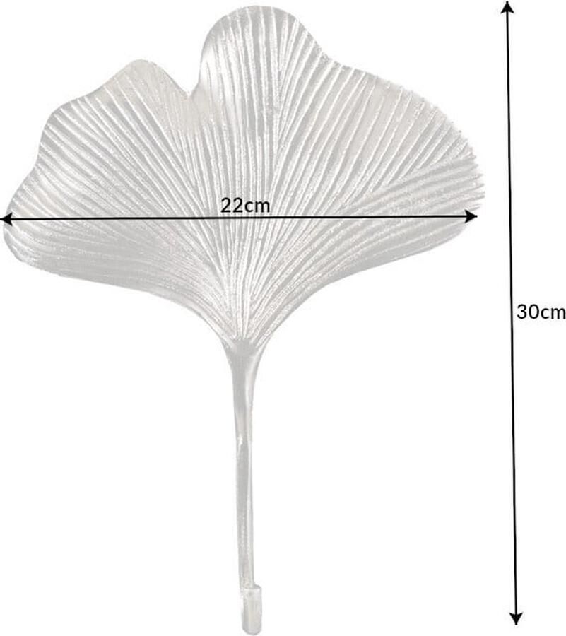 Invicta Interior Decoratieve kapstokhaak set van 3 GINKGO 30cm zilver handgemaakt metaal 41784