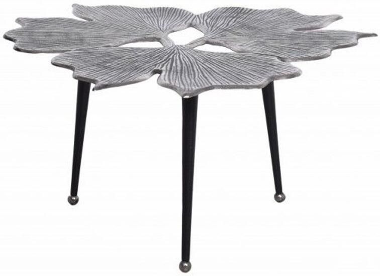 Invicta Interior Decoratieve salontafel GINKGO LEAFS 75cm zilver handgemaakt metaal 41792 - Foto 2