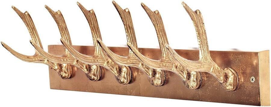 Invicta Interior Decoratieve Wandkapstok DEER 50cm goud Metalen Hertengewei Kapstok 45172 - Foto 2