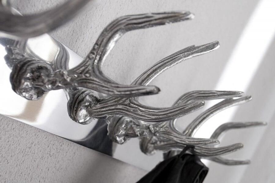 Invicta Interior Decoratieve wandkapstok Eterna Treasure 50cm zilver gepolijst aluminium hertengewei kapstokhaak - Foto 3