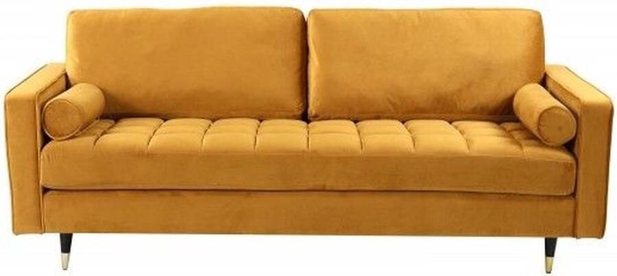 Invicta Interior Design 3-zits loungebank COSY VELVET 220cm mosterdgeel fluwelen veerkern 41072 - Foto 2