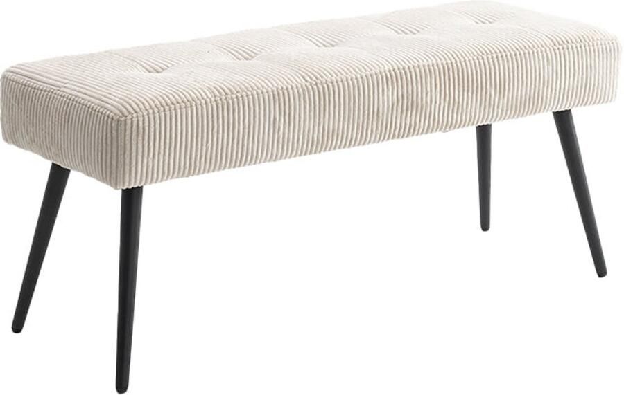 Invicta Interior Design Bank BOUTIQUE 100cm beige corduroy zwarte metalen poten gestoffeerde bank 45729