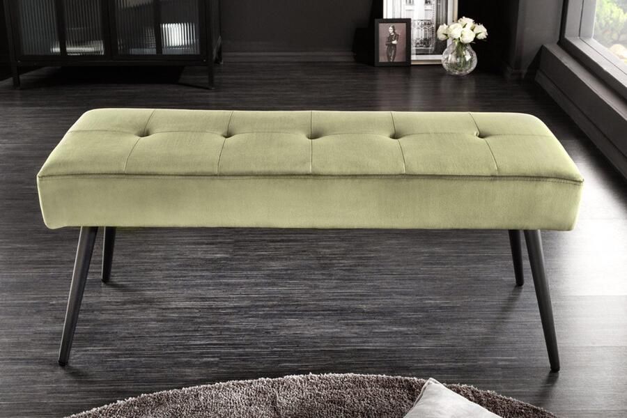 Invicta Interior Design bank BOUTIQUE 100cm groen fluweel zwarte metalen poten 43321
