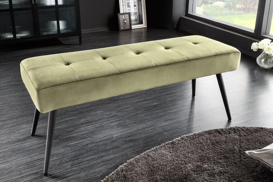 Invicta Interior Design bank BOUTIQUE 100cm groen fluweel zwarte metalen poten 43321 - Foto 2