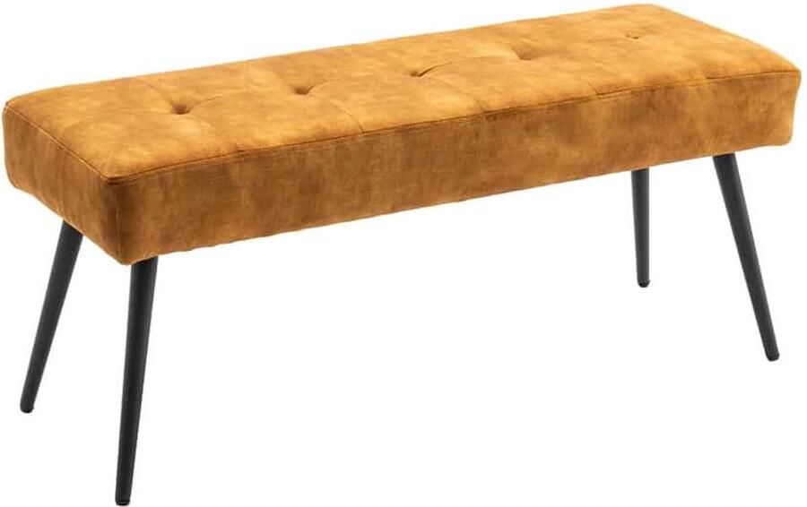 Invicta Interior Design bank BOUTIQUE 100cm mosterdgeel fluweel zwart metalen poten 44424 - Foto 2