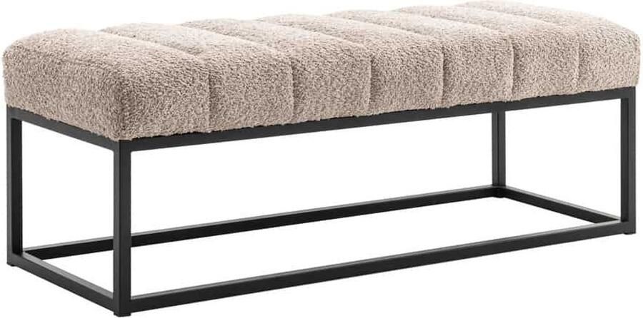 Invicta Interior Design bank PETIT BEAUTE 110cm champagnegrijs Boucle zwart metalen frame 44269 - Foto 3