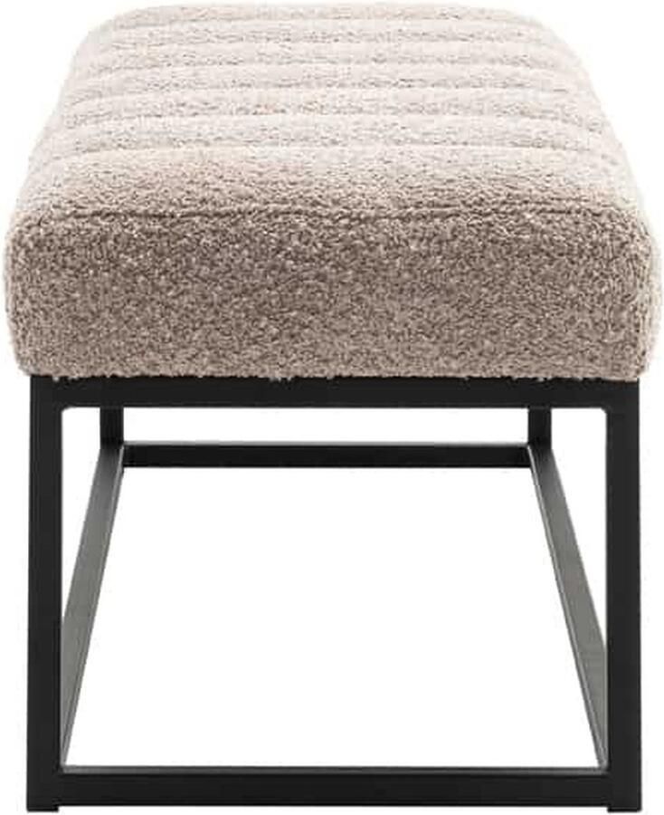 Invicta Interior Design bank PETIT BEAUTE 110cm champagnegrijs Boucle zwart metalen frame 44269