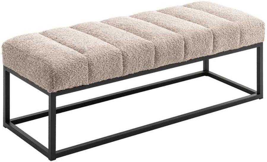 Invicta Interior Design bank PETIT BEAUTE 110cm champagnegrijs Boucle zwart metalen frame 44269 - Foto 2