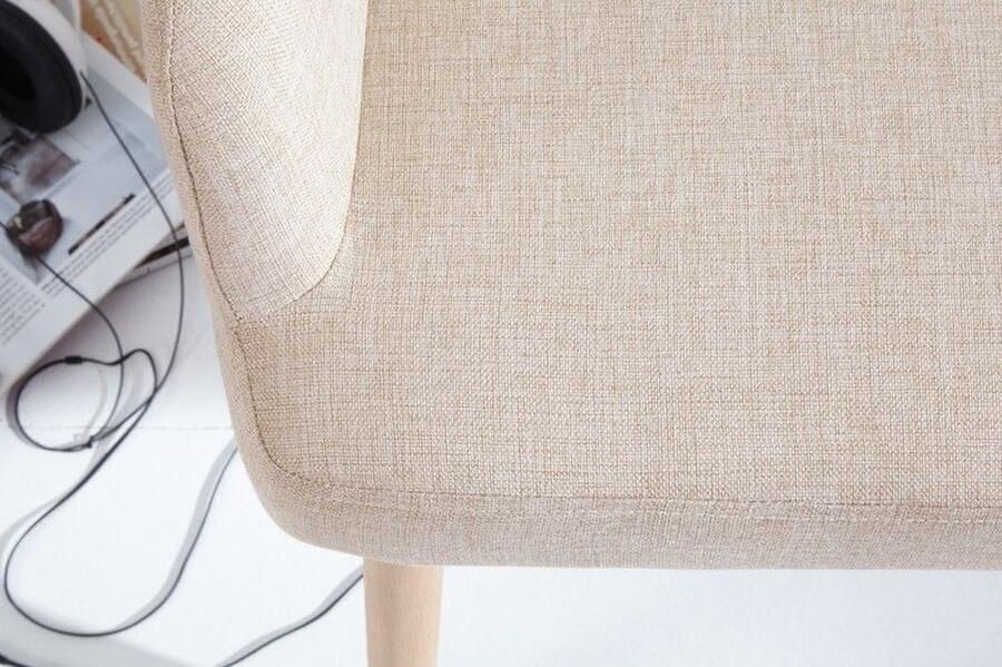 Invicta Interior Design bank SCANDINAVIA MEISTERSTÜCK 116cm beige beukenhout met armleuning 37927 - Foto 2