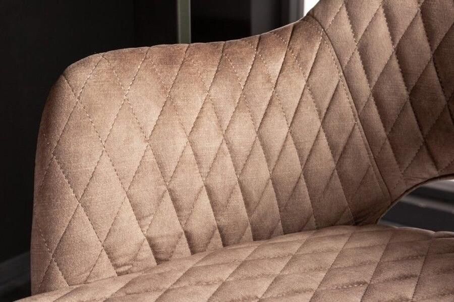 Invicta Interior Design barkruk PARIS greige fluweel met rugleuning metaal zwart goud decoratief stiksel 41515 - Foto 2