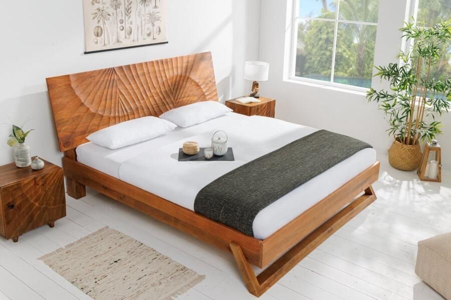 Invicta Interior Design bed SCORPION 180x200cm bruin mangohout 3D snijwerk massief houten tweepersoonsbed 41191