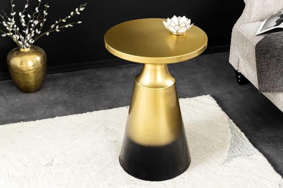 Invicta Interior Design bijzettafel ABSTRACT 60cm goud metaal geborsteld patina handgemaakte ronde kolomtafel 43231 - Foto 2