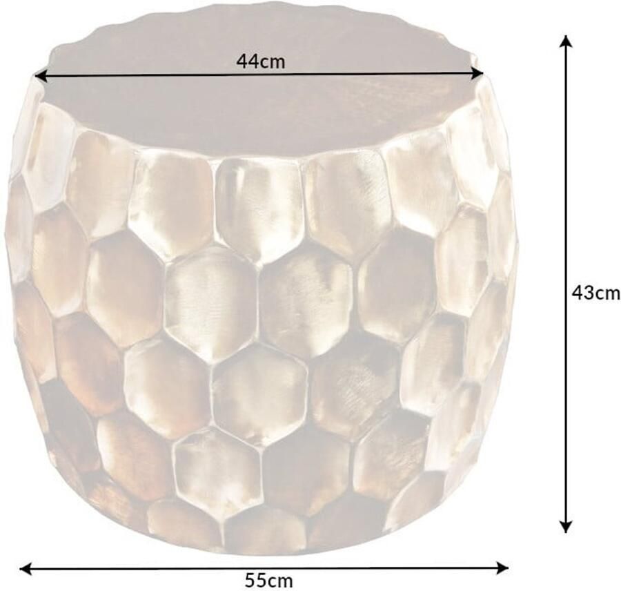 Invicta Interior Design bijzettafel ORGANIC ORIENT 55cm goud metaal gehamerd nachtkastje handgemaakt rond 42226