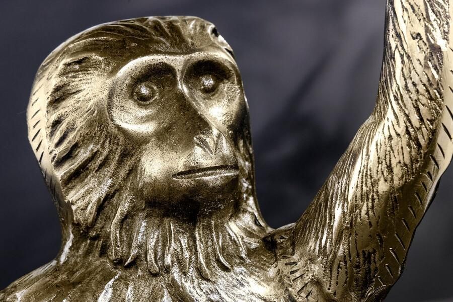 Invicta Interior Design Bijzettafel WILDLIFE MONKEY 60cm goud antiek metaal handgemaakt 44835 - Foto 2